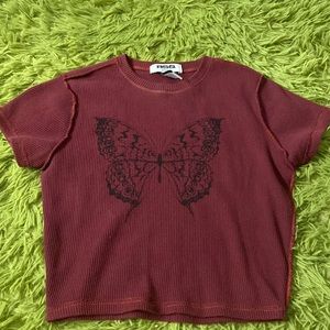 maroon baby tee